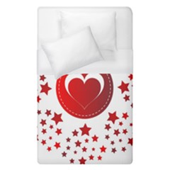 Monogram Heart Pattern Love Red Duvet Cover (single Size) by Celenk