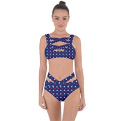 Patriotic Red White Blue Stars Blue Background Bandaged Up Bikini Set  by Celenk