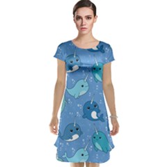 Cute Narwhal Pattern Cap Sleeve Nightdress by Bigfootshirtshop