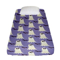 Bat And Ghost Halloween Lilac Paper Pattern Fitted Sheet (single Size) by Celenk