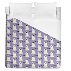 Bat And Ghost Halloween Lilac Paper Pattern Duvet Cover (queen Size) by Celenk