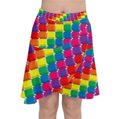 Rainbow 3d Cubes Red Orange Chiffon Wrap by Celenk