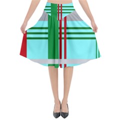 Christmas Plaid Backgrounds Plaid Flared Midi Skirt by Celenk