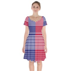 American Flag Patriot Red White Short Sleeve Bardot Dress by Celenk