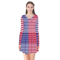 American Flag Patriot Red White Flare Dress by Celenk