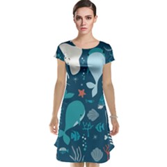 Cool Sea Life Pattern Cap Sleeve Nightdress by Bigfootshirtshop