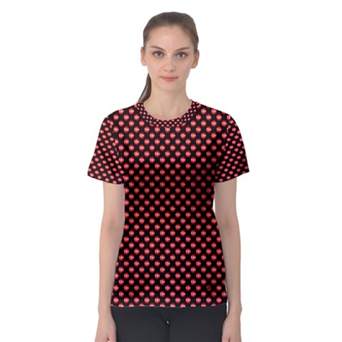 Sexy Red And Black Polka Dot Women s Sport Mesh Tee by PodArtist