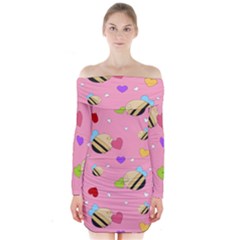 Bee Mine Valentine Long Sleeve Off Shoulder Dress by Bigfootshirtshop