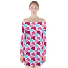 Bold Valentine Heart Long Sleeve Off Shoulder Dress by Bigfootshirtshop