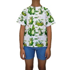 Crocodiles In The Pond Kids  Short Sleeve Swimwear by Bigfootshirtshop