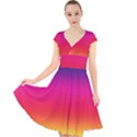 Spectrum Background Rainbow Color Cap Sleeve Front Wrap Midi Dress View1