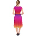 Spectrum Background Rainbow Color Cap Sleeve Front Wrap Midi Dress View2