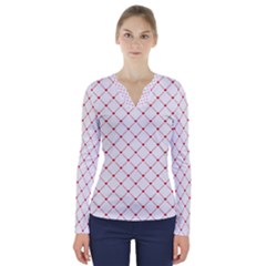 Hearts Pattern Love Design V-neck Long Sleeve Top by Celenk