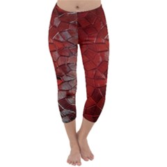 Pattern Backgrounds Abstract Red Capri Winter Leggings  by Celenk