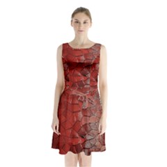 Pattern Backgrounds Abstract Red Sleeveless Waist Tie Chiffon Dress by Celenk