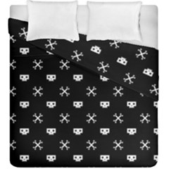 White Pixel Skull Pirate Duvet Cover Double Side (king Size) by jumpercat