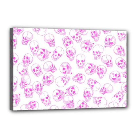 A Lot Of Skulls Pink Canvas 18  X 12  by jumpercat