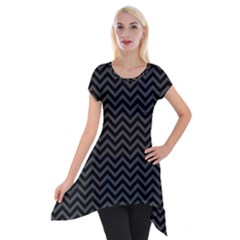 Dark Chevron Short Sleeve Side Drop Tunic by jumpercat