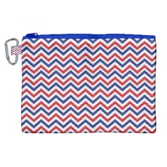 Navy Chevron Canvas Cosmetic Bag (xl) by jumpercat