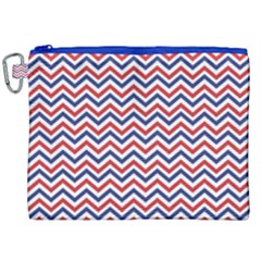 Navy Chevron Canvas Cosmetic Bag (xxl) by jumpercat