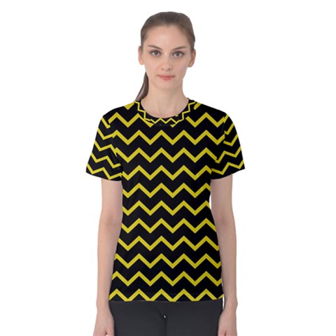 Yellow Chevron Women s Cotton Tee by jumpercat