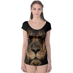 African Lion Mane Close Eyes Boyleg Leotard  by BangZart