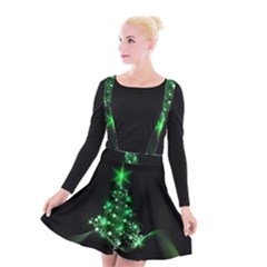 Christmas Tree Background Suspender Skater Skirt by BangZart