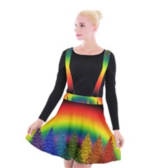 Christmas Colorful Rainbow Colors Suspender Skater Skirt by BangZart