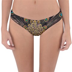 Peacock Feathers Wheel Plumage Reversible Hipster Bikini Bottoms by BangZart