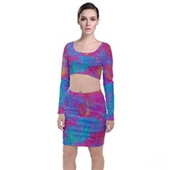 Abstract Fantastic Fractal Gradient Long Sleeve Crop Top & Bodycon Skirt Set by BangZart