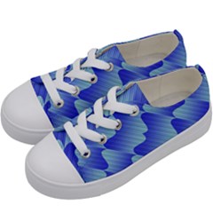 Gradient Blue Pinstripes Lines Kids  Low Top Canvas Sneakers by BangZart