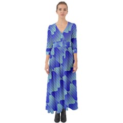 Gradient Blue Pinstripes Lines Button Up Boho Maxi Dress by BangZart