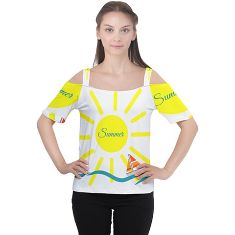 Summer Beach Holiday Holidays Sun Cutout Shoulder Tee by BangZart