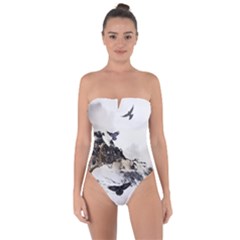 Birds Crows Black Ravens Wing Tie Back One Piece Swimsuit by BangZart