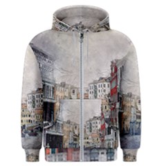 Venice Small Town Watercolor Men s Zipper Hoodie by BangZart