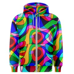 Digital Multicolor Colorful Curves Men s Zipper Hoodie by BangZart