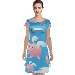 Flying Piggys Pattern Cap Sleeve Nightdress by Bigfootshirtshop