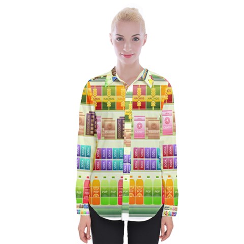 Supermarket Shelf Products Snacks Womens Long Sleeve Shirt by Celenk