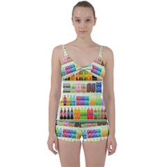 Supermarket Shelf Products Snacks Tie Front Two Piece Tankini by Celenk