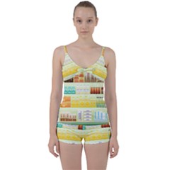 Supermarket Shelf Coffee Tea Grains Tie Front Two Piece Tankini by Celenk