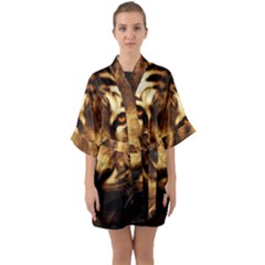 Cat Tiger Animal Wildlife Wild Quarter Sleeve Kimono Robe by Celenk