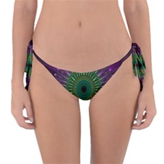 Purple Mandala Fractal Glass Reversible Bikini Bottom by Celenk