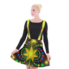 Christmas Star Fractal Symmetry Suspender Skater Skirt by Celenk