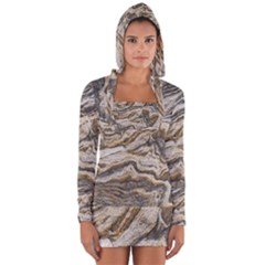 Texture Marble Abstract Pattern Long Sleeve Hooded T-shirt by Celenk