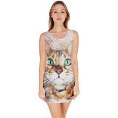 Cat Animal Art Abstract Watercolor Bodycon Dress by Celenk