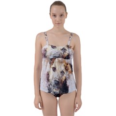 Dog Animal Pet Art Abstract Twist Front Tankini Set by Celenk