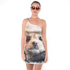 Dog Animal Pet Art Abstract One Soulder Bodycon Dress by Celenk