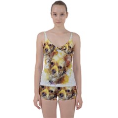 Dog Animal Art Abstract Watercolor Tie Front Two Piece Tankini by Celenk