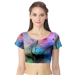 Lizard Reptile Art Abstract Animal Short Sleeve Crop Top by Celenk