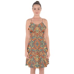 Multicolored Abstract Ornate Pattern Ruffle Detail Chiffon Dress by dflcprints